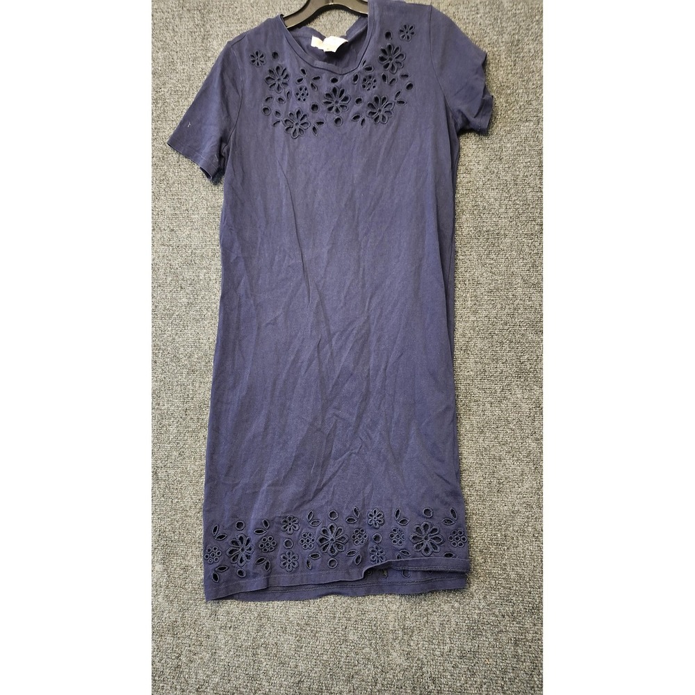 MICHAEL Michael Kors Shirt Dress Womens M Blue Floral Eyelet Short Sleeve